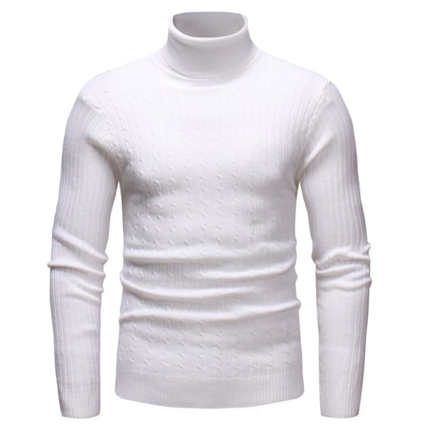 Höst Vinter Man Vintage Stickad Pullover Tröja white L