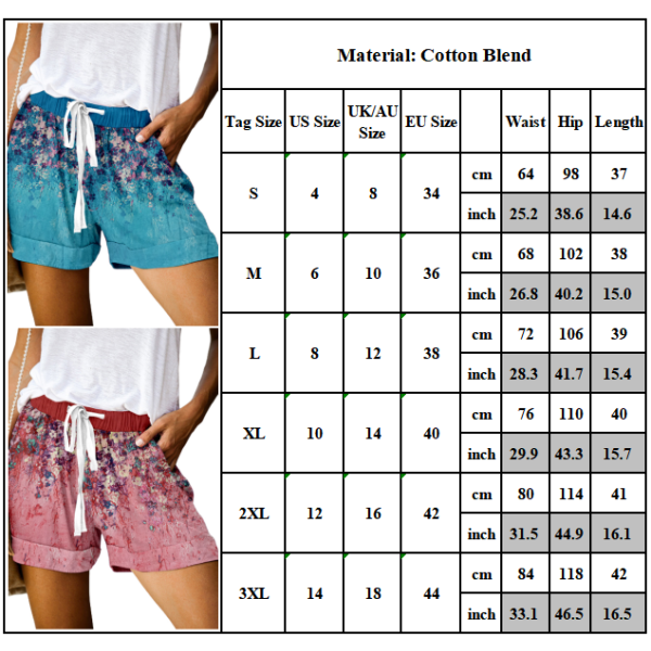 Printed spets-shorts med vida ben Casual All-match byxor Gray 3XL