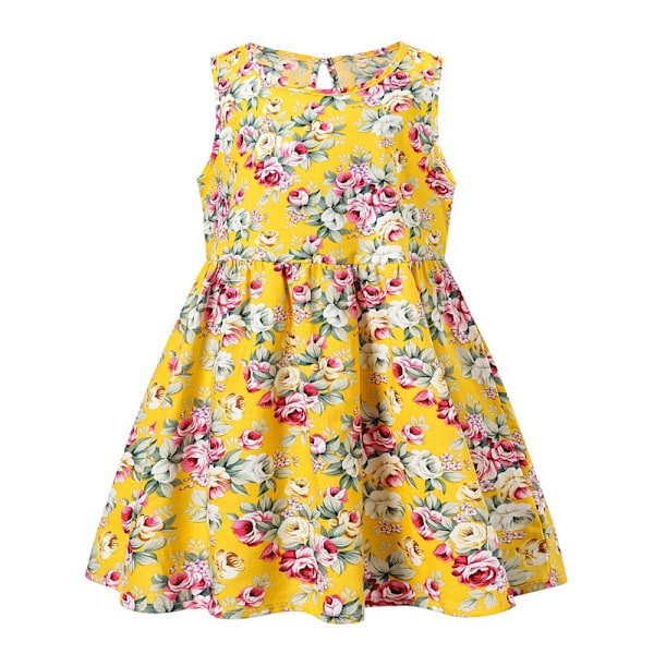 Bekväm Klänning för Barn Småbarn Flickor Sommar Prinsessklänning Barn Baby Fest Bröllop NY Yellow 120cm