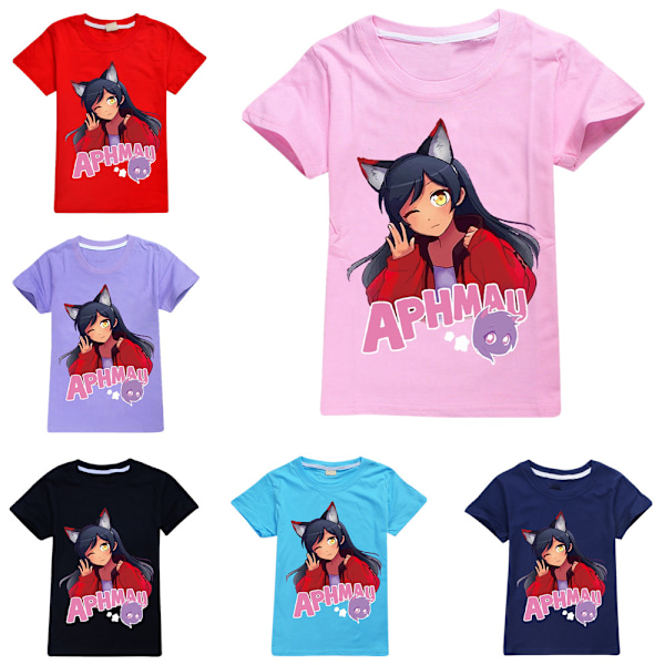 APHMAU Pojkar Tränings T-shirts Tecknade Toppar Sommar Kortärmad Snabbtorkande Aktiva T-shirts för Barn Tonåringar Red 140cm