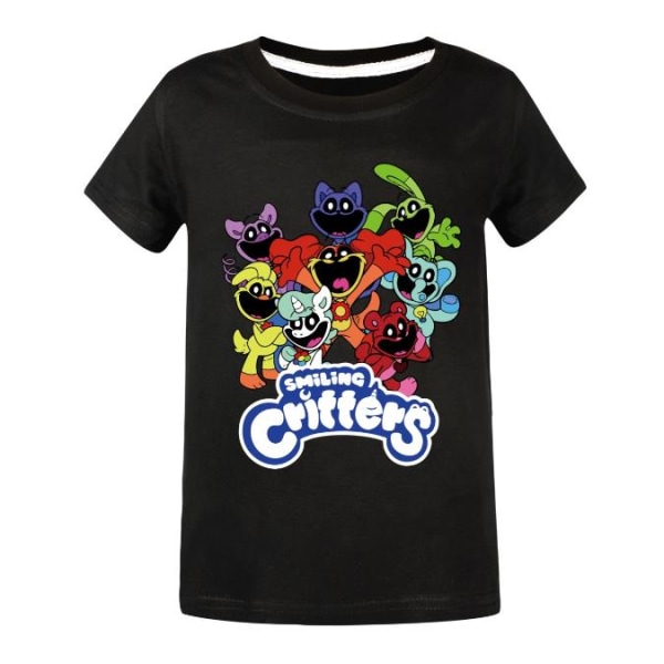 Barn Pojkar Flickor Leende Critters CatNap DogDay T-shirt Casual Summer Tee Shirt Toppar Black 11-12 Years