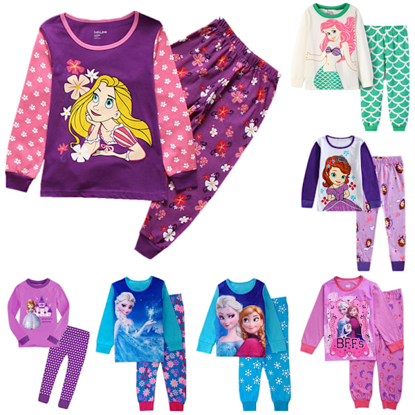Frozen Prinsessa Småbarn Flickor Pyjamas Bomull Pjs för Pojke Nattkläder Långärmad Söt Tecknad Sovkläder Byxor Set #3 110cm
