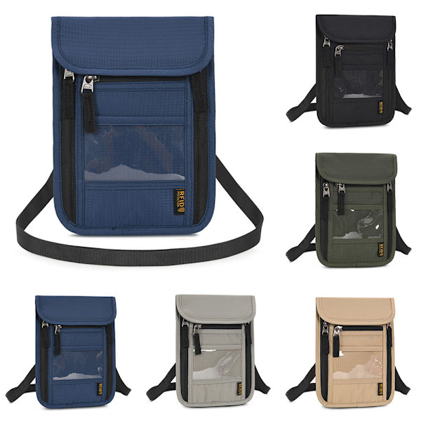 Unisex Multifunktionell Reseväska RFID-blockerande Pass- och Biljetthållare Dark Blue
