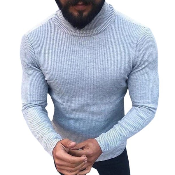 Män Höstmode Stickad Pullover Tröja Hög white XL