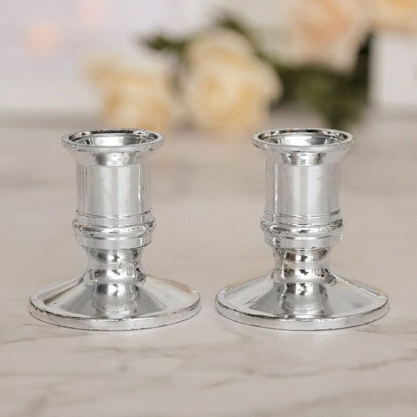 2 st jul metall ljusbas hållare ljusstake fest dekor silver 2PCS