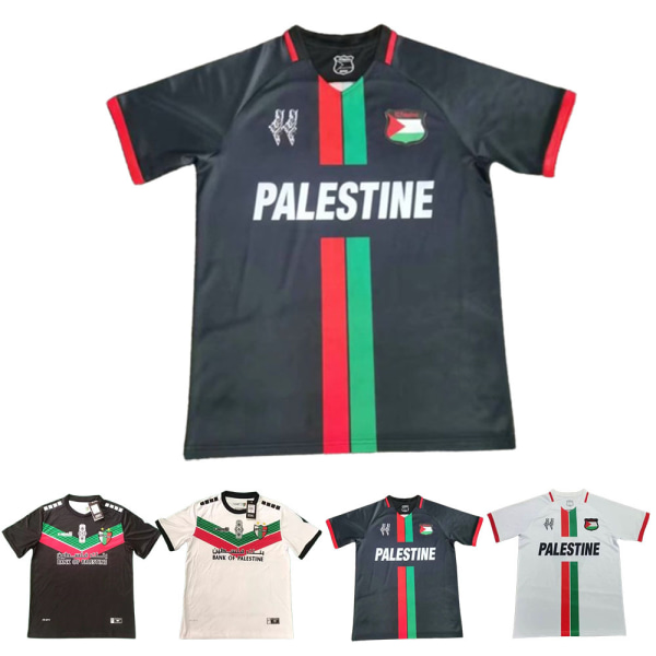 Palestina Palestino Vit / Svart Fotbollströja 23/24 Jersey Toppar Vuxna Herr Black-B XL