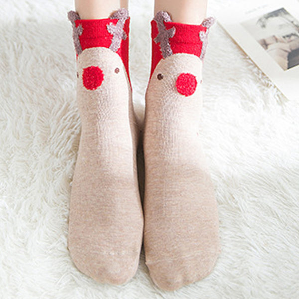 Damstrumpor med julmotiv och slogan Deer 2 Pairs