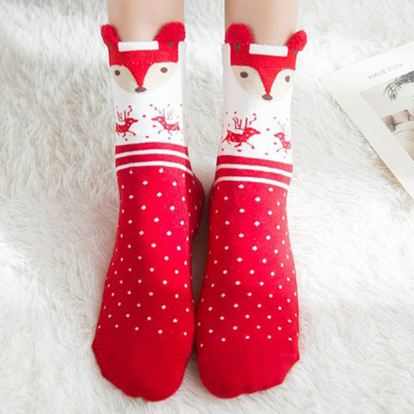 Damstrumpor med julmotiv och slogan Fox 4 Pairs