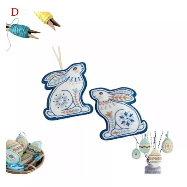 NYTT DIY Broderat Filt Påskägg Kit, Handbroderat Ullfilt Hantverkskit D