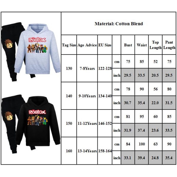 Barn Pojkar Roblox Hoodie Pullover Topp Sweatshirt Byxor 2pcs Kits red 130cm