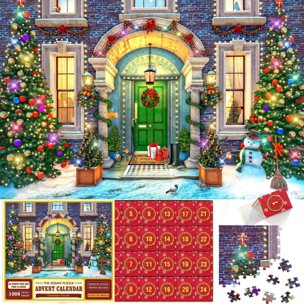 Pussel Adventskalender 2023, 1008 Pusselbitar Xtmas Nedräkning