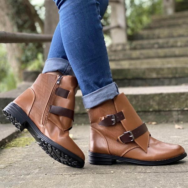 Vinter Dam Dam Zip Up Ankel Booties Booties Cowgirl Skor Brown 36