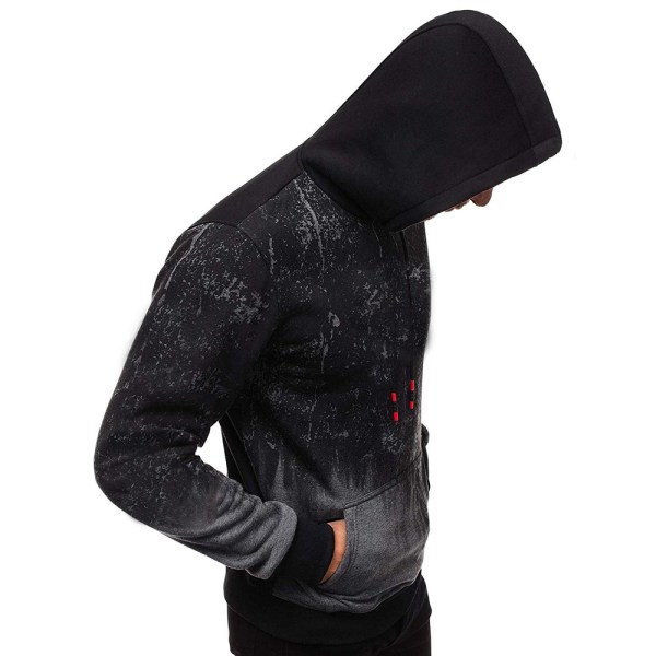 Casual tröja för män 3D Slim Pullover Hoodie Autunm Winter Dark Grey 3XL