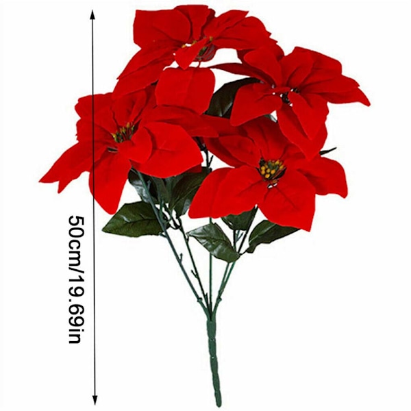 Dekorationer Konstgjord Julstjärna Falsk Växt Julblomma B-7branch