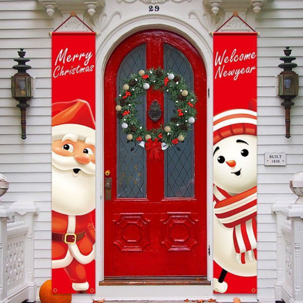 Jul Dörr Hängande Banner Jul Prydnader Banner För Hem Santa snowman