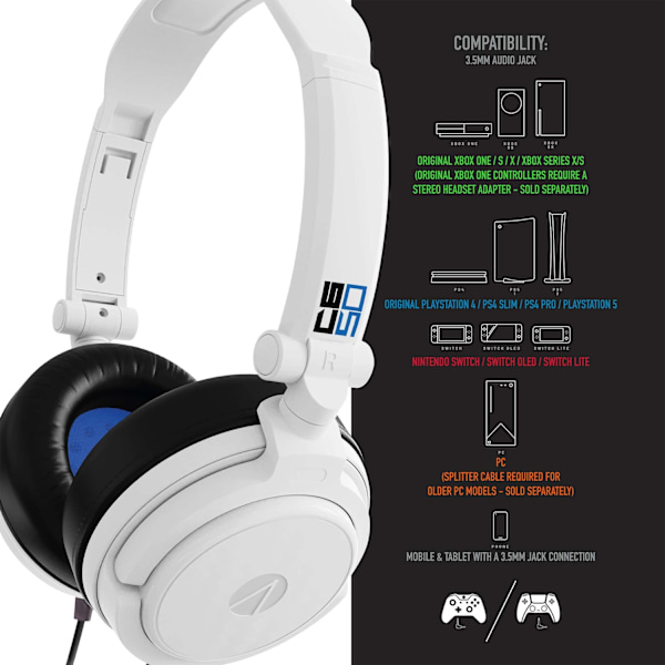 Stealth C6-50 Gaming Headset for PS4/PS5, XBOX, Switch, PC - Blue/White