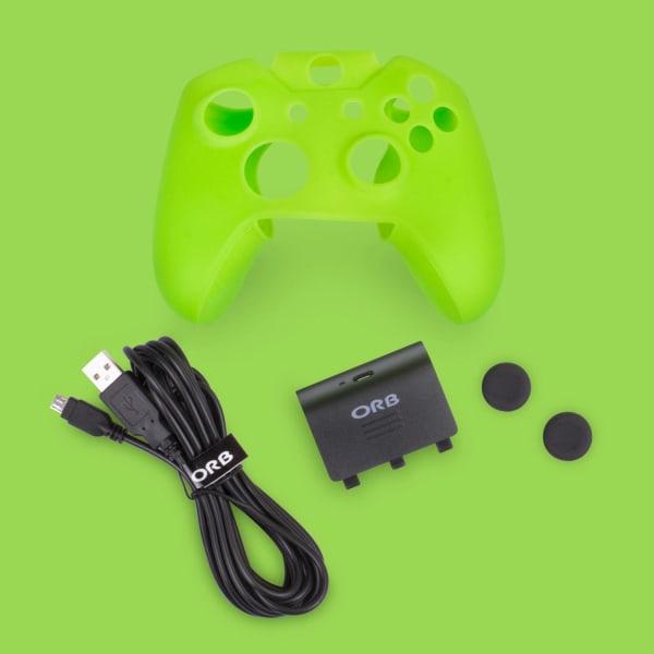 Xbox One Starter Pack Batteri Headset Laddare Silikon skin Tumgr Grön