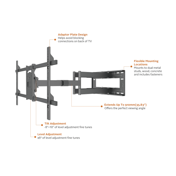 Multibrackets Universal TV Wall bracket 50"-80" Long Reach Arm 910mm