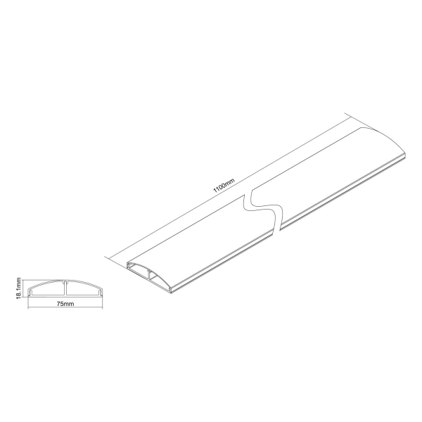 Multibrackets Cable Cover White 75mm W - 1100mm L