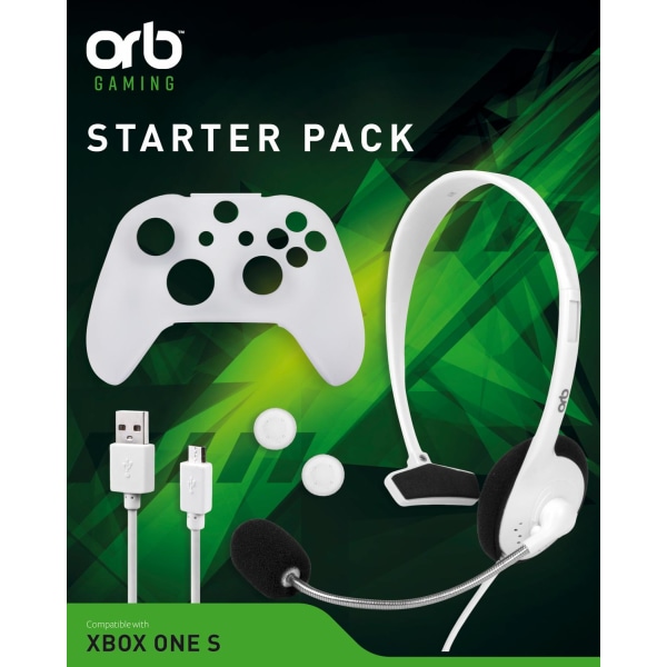 Xbox One S Starter Pack Inkl Headset Laddkabel Silikon Skin Tumg Vit