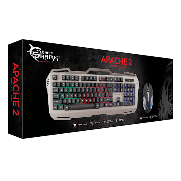 Apache 2 Keyboard+Mouse GMK-1801 METAL - UK Svart, Grå