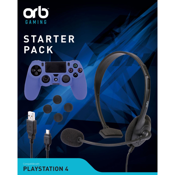 Playstation 4 Starter Pack inkl Headset Laddkabel Silikon skin T Blå