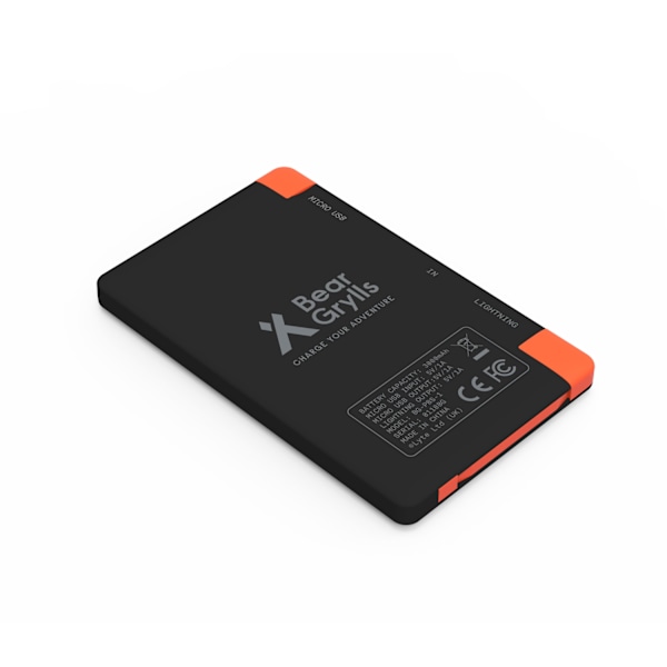 Bear Grylls 3000mAh Power Bank with Built-in Lightning & Micro USB Cable Svart