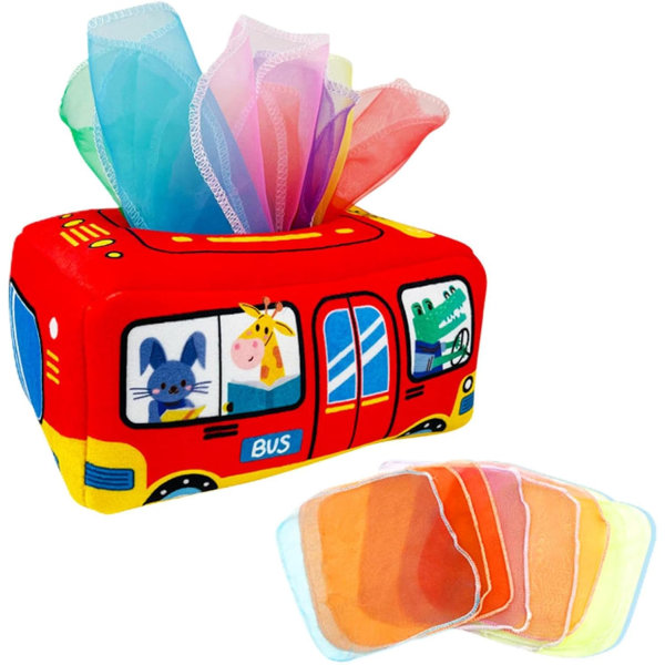 Tissue Box Leksaker, Sensoriska Leksaker Baby Inklusive färgade dukar, Early Edu