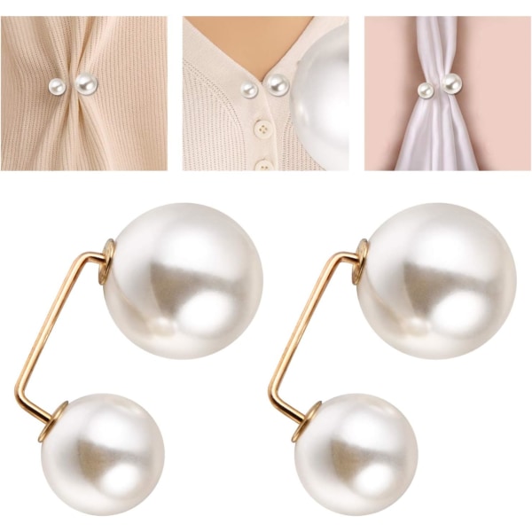 6st Faux Pearl Brosch Pins Tröja Sjal Clip Dress Cardigan Collar S
