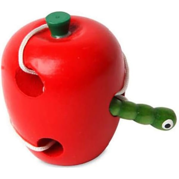 Lovely Wooden Apple Pear Watermelon Worm Eat Fruit Baby Kids Threading