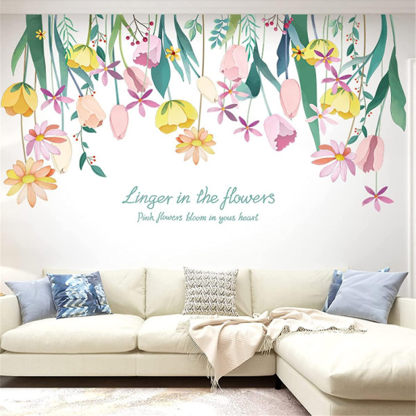 Flowers Wall Decals Vinyl Flowers Wall Stickers Tropical Leaves Photo Fram