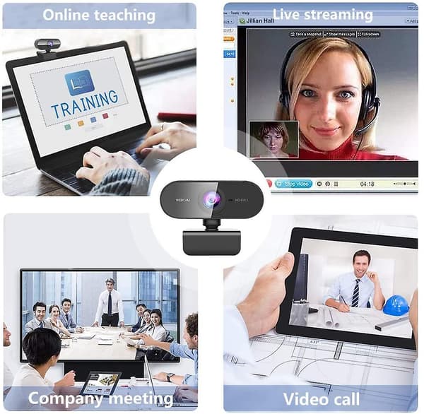 Webcam til pc med mikrofon, hd 1080p streaming webkamera til pc, mac, bærbar usb-kamera