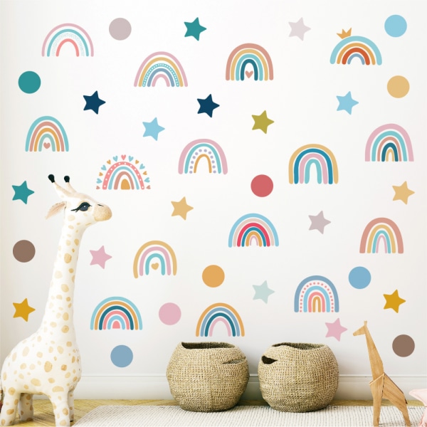 Rainbow Wall Stickers Colorful Rainbow Wall Sticker Watercolor Stars R