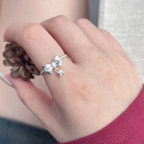 Liljekonvalj blomma ring, S925 sterling silver rosett söt blomma ring, blomma ring