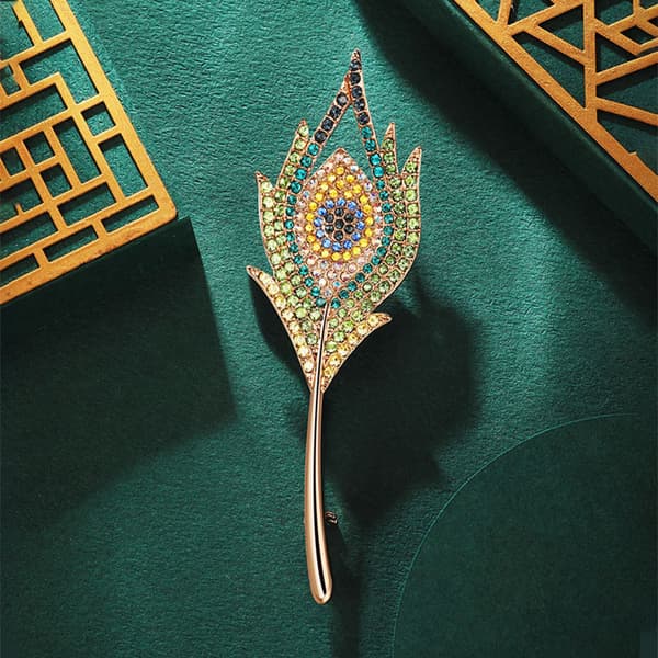2 stk. Dame Brosche Vintage Påfuglefjer Brosche Pins Simuleret Krystal