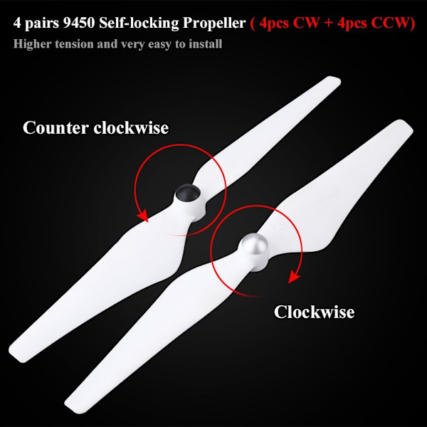 RC Drone Propeller Blade, 8 stk. CW CCW Propeller Blade Selvlåsende Quadcopter Tilbehør til Phantom3A/P/SE Propeller