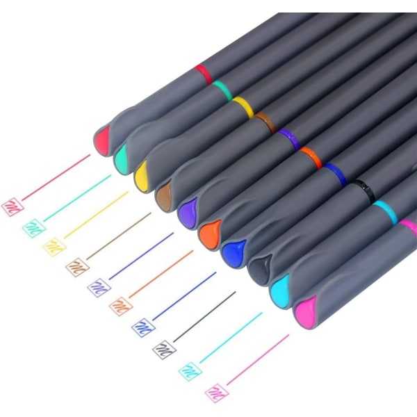 Fineliner Color Pen Set, 0,4 mm färgad Fine Liner Sketch Ritpenna,