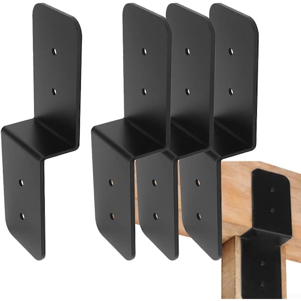 4 Pakke Pergola Takbjelke Braketter, Heavy Duty Stål Z Braketter, Dobbel Vinkel