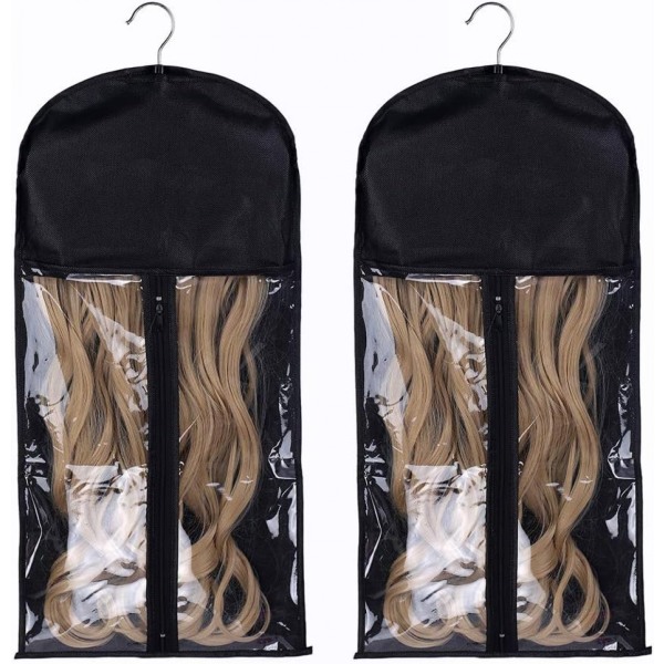 2 Pack Hair Extensions Opbevaringspose med Opbevaringsholder til Hairpieces