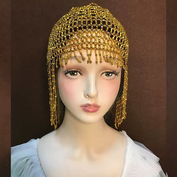 1920-talls perlehue med hodeplagg brølende 20-talls perlehue Flapper hodeplagg mage
