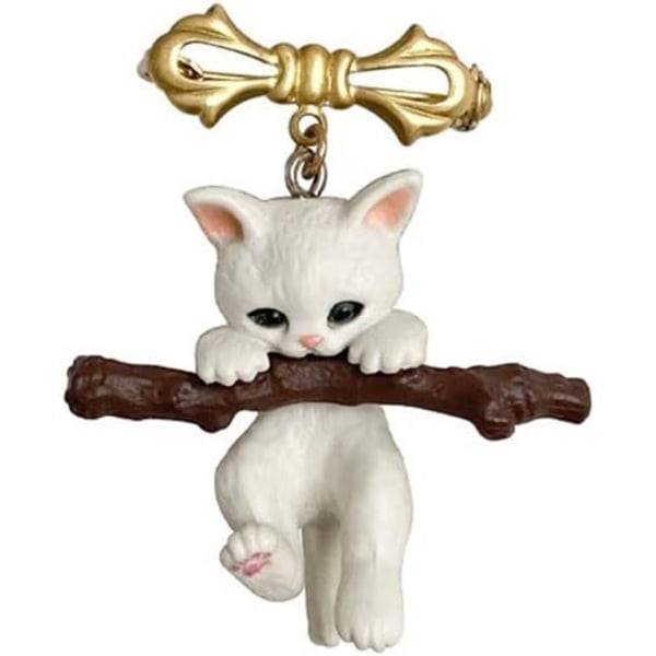 Søde kat brocher, hvid kat brocher holder en gren kat kram træ Bro