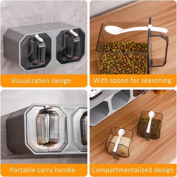 Kryddbox, 2-pack transparent kryddförvaringsbehållare rack kombination set