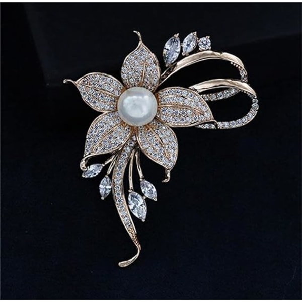 Rhinestone Pearl Flower Brooch Femininity Brooch Art Brooch Flower Bro