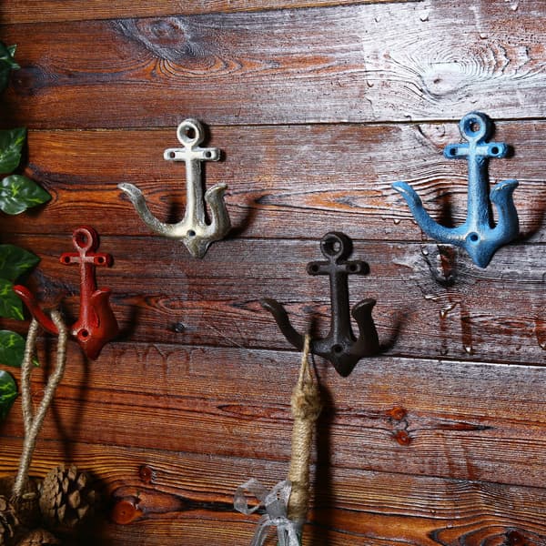 Vintage Rustic Cast Iron Nautical Anchor Design Wall Hooks Coat Hooks