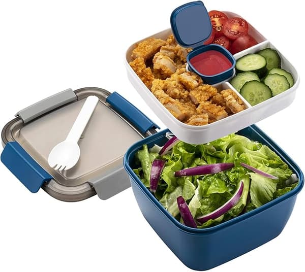 Salat lunsjboks dobbeltlags lunsjboks delt lunsjboks for arbeidende s