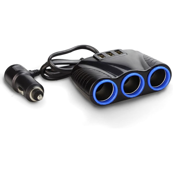 12-24V 3-vägs cigarettändaruttag Splitter USB r Power Adapter Repl Ment