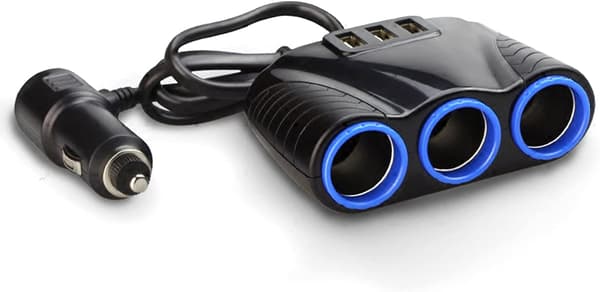 12-24V 3-veis sigarettenneruttak Splitter USB-strømadapter Repl Ment