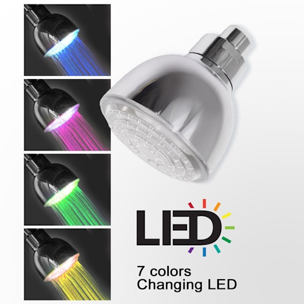 LED Duschhuvud, Duschhuvud med Ljus, 7 Färgers Blinkande Ljus, Automatiskt Ändrande LED Fast Duschhuvud för Badrum