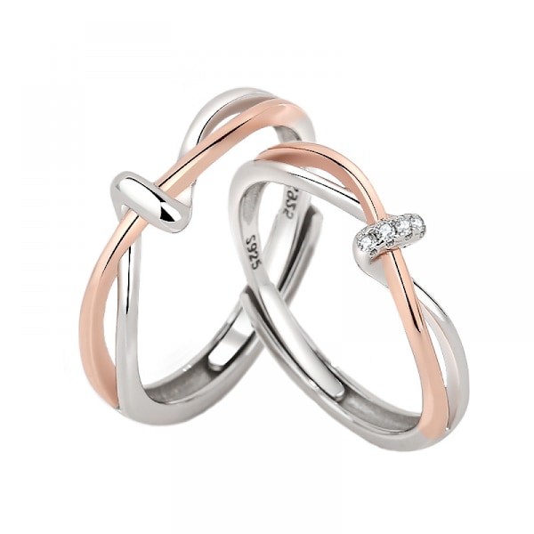 Dubbel knut parring i sterlingsilver S925, herr- och dammodell, nischdesignring