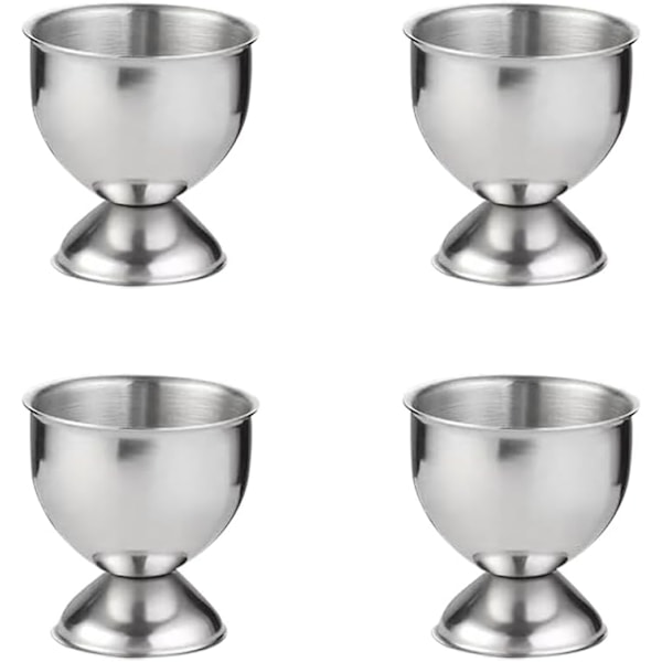 Set med 4 äggkoppar i rostfritt stål - För små ägg - Silver